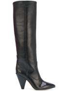 Buttero Knee Length Pointy Boots - Black