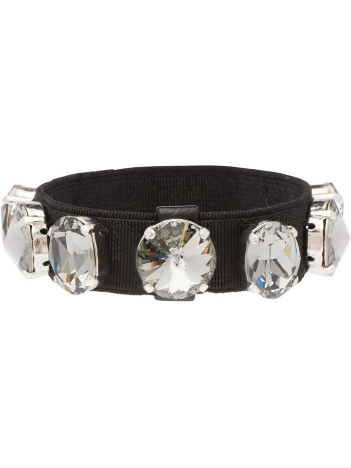 Miu Miu Crystal Embellished Bracelet - Black