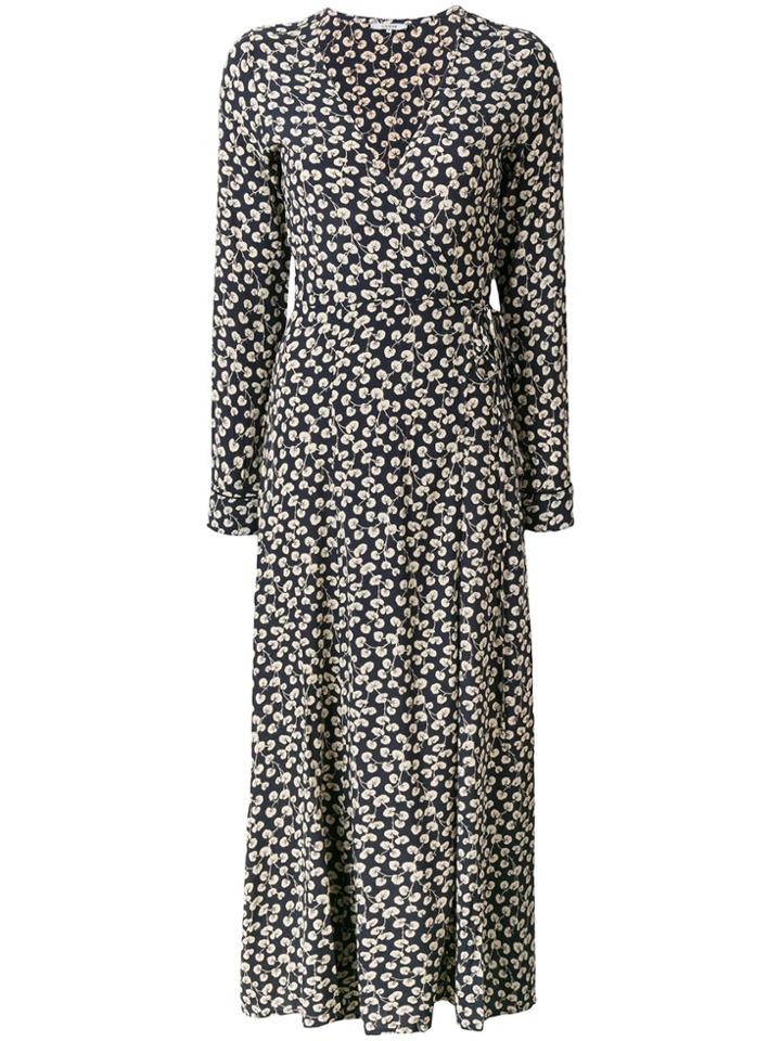 Ganni Printed Midi Dress - Blue