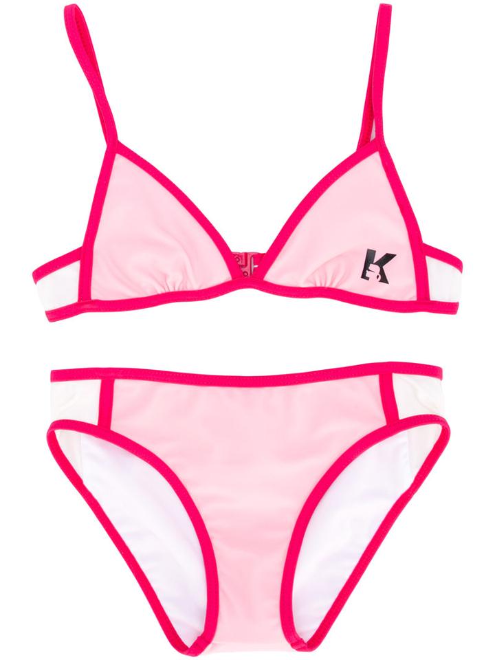 Karl Lagerfeld Kids - Color Block Bikini - Kids - Polyamide/polyester/spandex/elastane - 12 Yrs, Girl's, Pink/purple