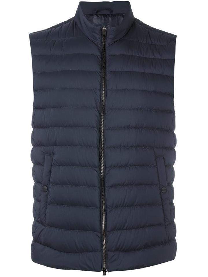 Herno Padded Vest, Men's, Size: 50, Blue, Polyamide/polyurethane/feather Down