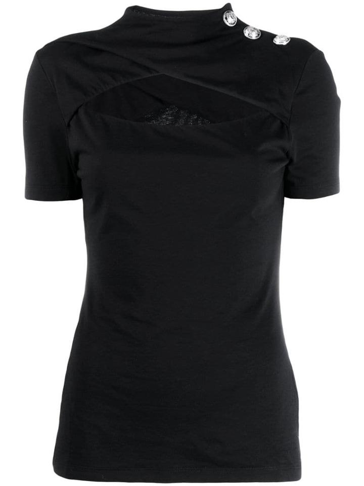 Balmain Cut-out Mock-neck T-shirt - Black
