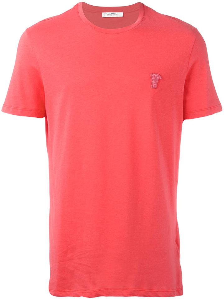 Versace Collection Plain T-shirt, Men's, Size: Large, Pink/purple, Cotton