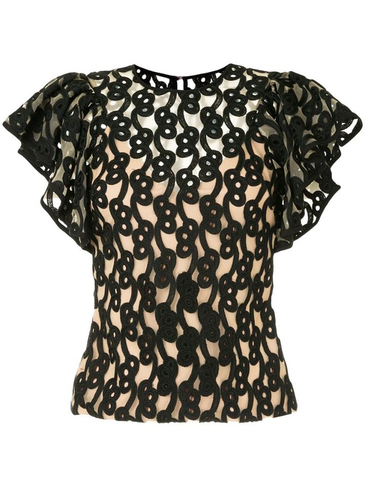 Ginger & Smart Link Embroidered Tulle Top - Black
