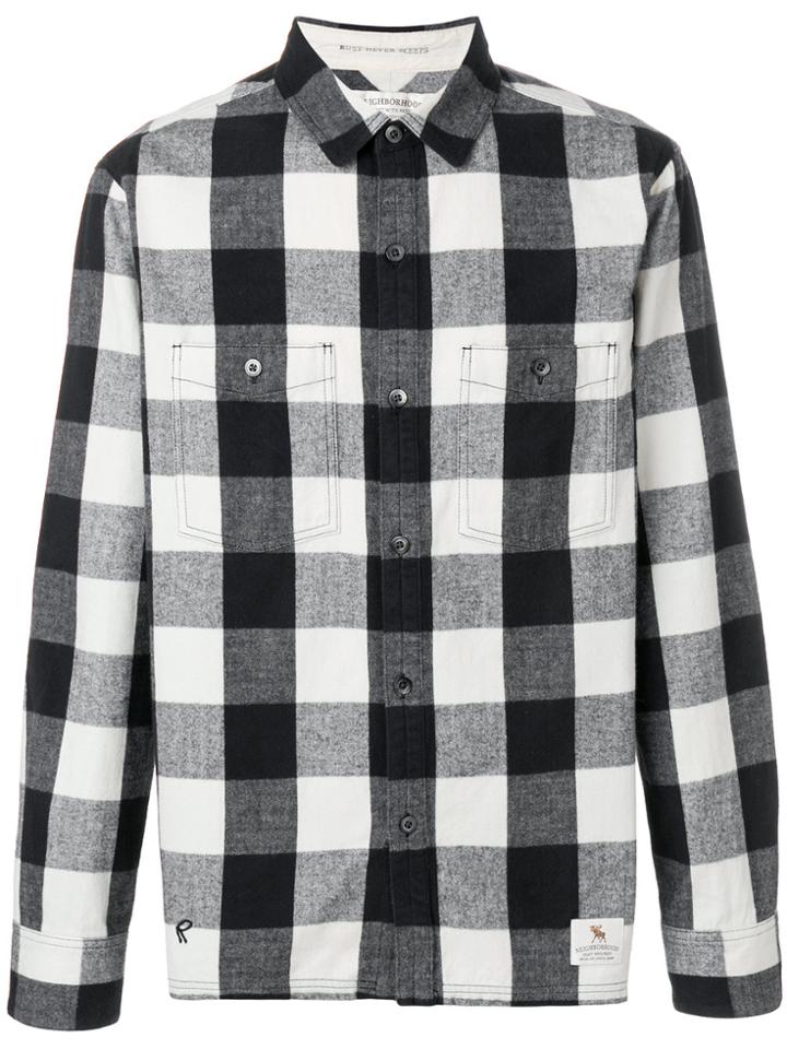 Neighborhood Checked Front Pocket Shirt - Black