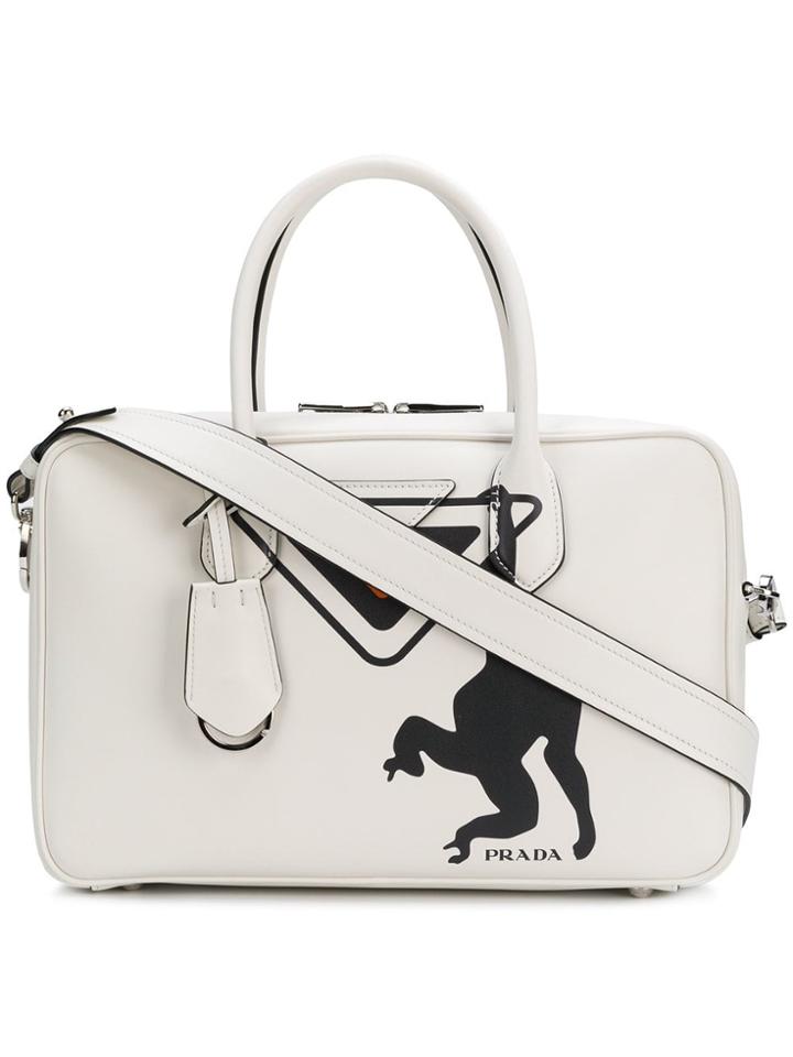 Prada Monkey Print Tote Bag - White