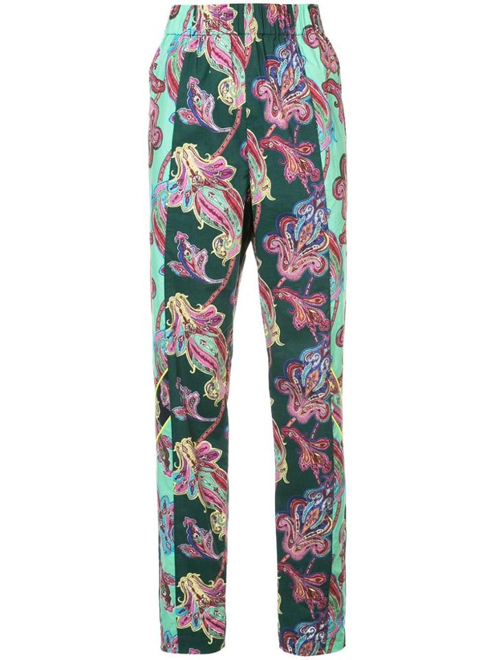 Tibi Paisley High-waisted Trousers - Green