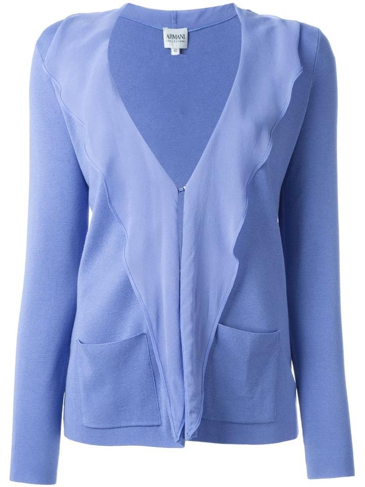 Armani Collezioni Flutter Lapel Cardigan, Women's, Size: 44, Blue, Silk/viscose