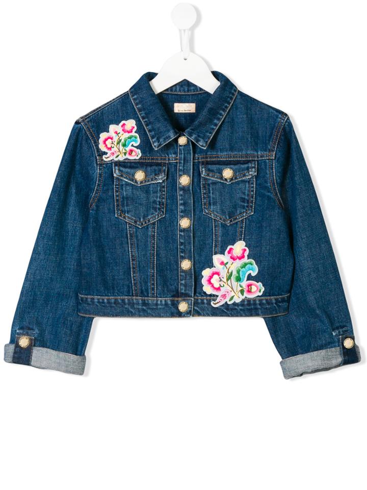 Elisabetta Franchi La Mia Bambina Teen Embroidered Denim Jacket - Blue