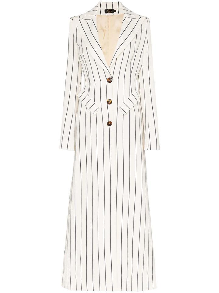 De La Vali Nial Single-breasted Striped Coat - White