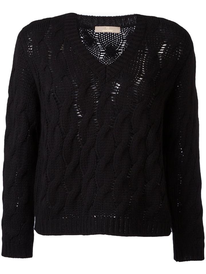 Cruciani Cable Knit Jumper, Women's, Size: 38, Black, Cashmere