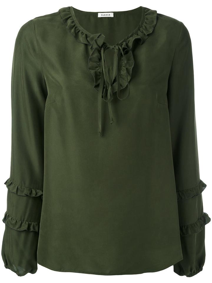 P.a.r.o.s.h. - Sia Blouse - Women - Silk - M, Women's, Green, Silk