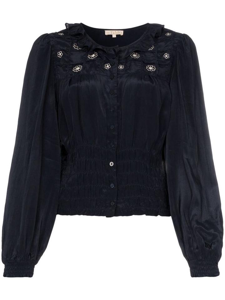 Bytimo Ruffled Embroidered Top - Blue