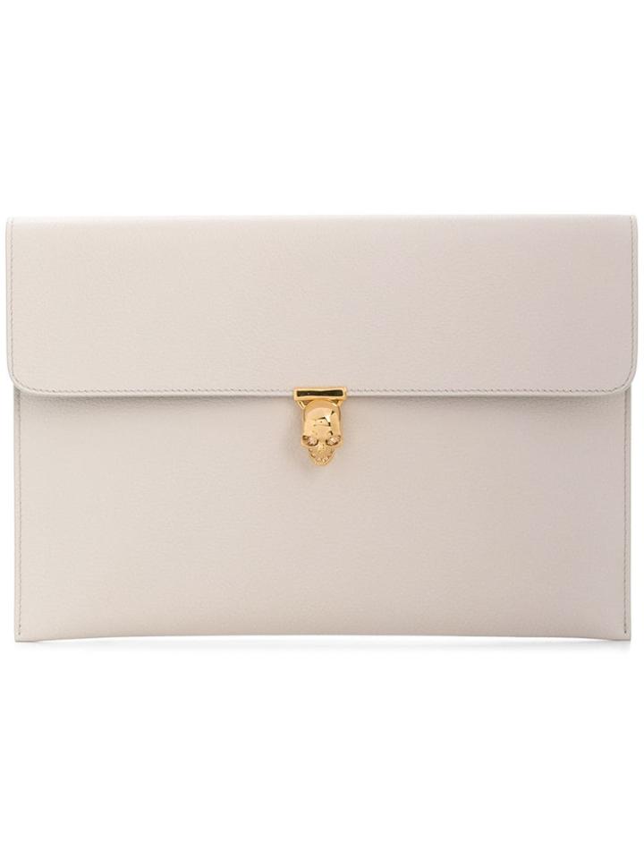 Alexander Mcqueen Skull Flap Clutch - Neutrals