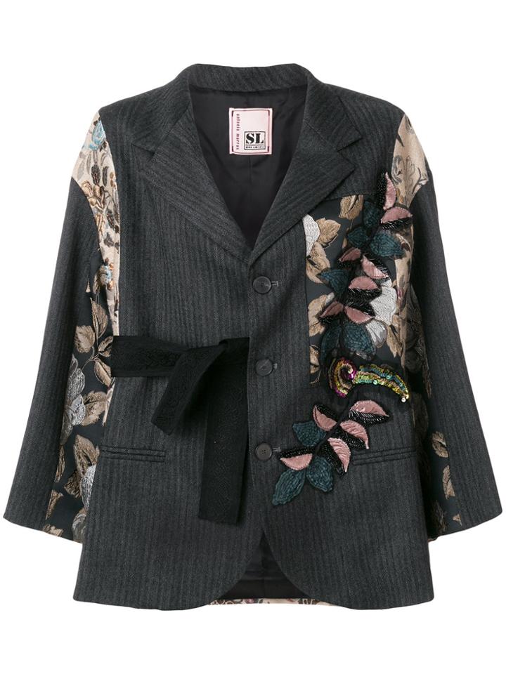 Antonio Marras Brocade Tapestry Patch Oversized Jacket - Grey
