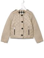Burberry Kids Quilted Jacket, Girl's, Size: 12 Yrs, Nude/neutrals