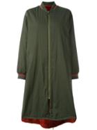 Army Yves Salomon Reversible Coat, Women's, Size: 36, Green, Mink Fur/acrylic/polyester/wool
