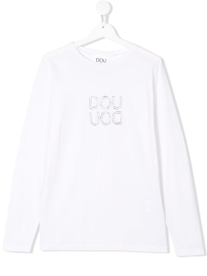 Douuod Kids Teen Logo Longsleeved T-shirt - White