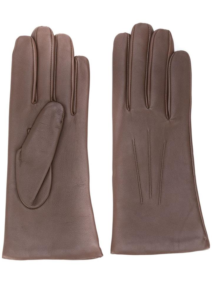 N.peal Short Leather Gloves - Brown