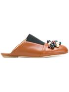 Marni Embellished Slip-on Mules - Brown