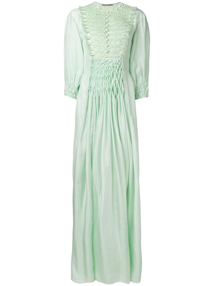 Ermanno Scervino - Embroidered Maxi Dress - Women - Silk - 42, Green, Silk