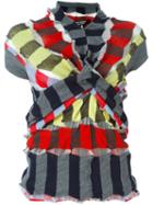 Junya Watanabe Comme Des Garçons Striped Gathered Front Knit Top