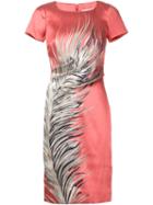 Carolina Herrera Feather Print Pencil Dress