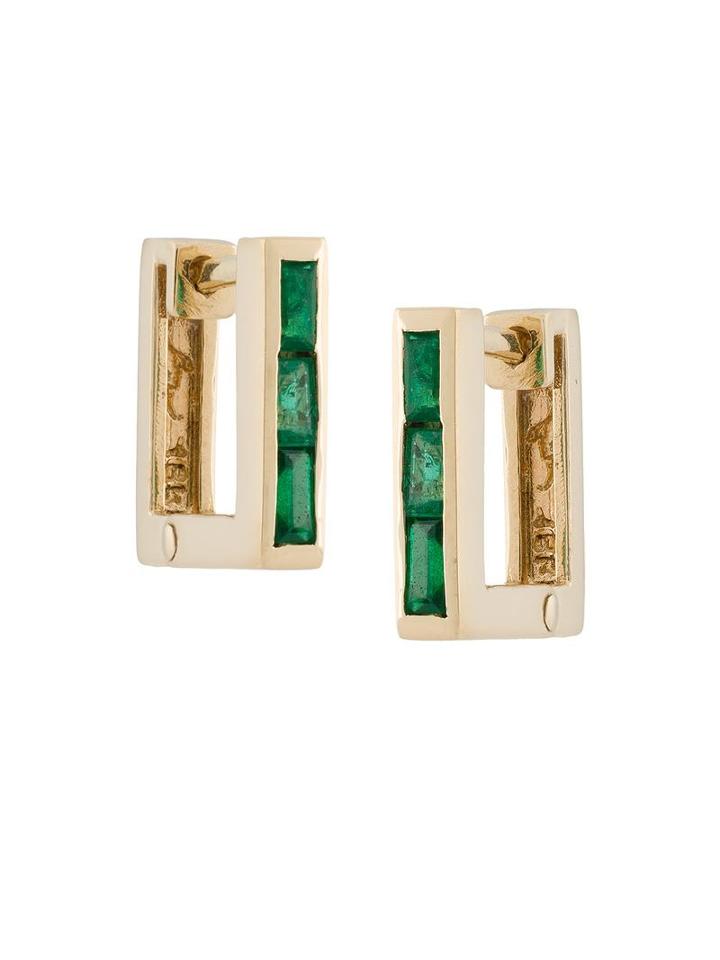 Lizzie Mandler Fine Jewelry Petit Square Emerald 'huggies' Earrings, Women's, Metallic