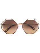 Chloé Eyewear Octagonal Frame Sunglasses - Brown