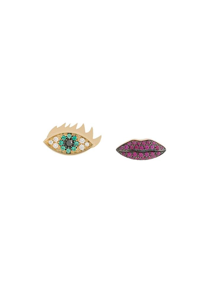 Delfina Delettrez 18kt Yellow Gold, Diamond And Ruby Anatomik Eye And