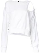 Unravel Project Distress Double Neck Sweatshirt, Women's, Size: Medium, White, Cotton