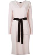 Joseph Longsleeved Belted Dress, Women's, Size: 42, Pink/purple, Acetate/viscose/spandex/elastane