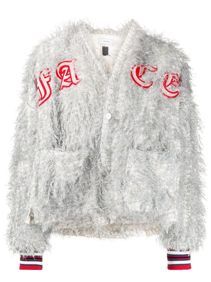 Facetasm Textured Bomber Jacket - Silver