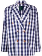 Jejia Double-breasted Check Blazer - Blue