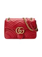 Gucci Gg Marmont Matelassé Shoulder Bag, Women's, Red, Leather/metal/microfibre
