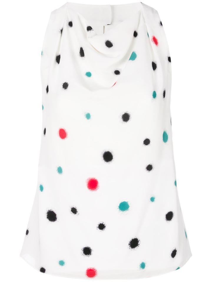 Emporio Armani Polka Dot Gathered Front Top - White