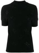 Courrèges Short-sleeve Embroidered Top - Black