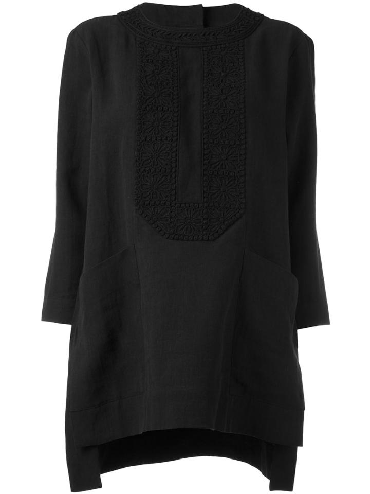 Isabel Marant Embroidered Floral Top, Women's, Size: 42, Black, Linen/flax/cotton