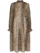 Ganni Leopard Print Midi Dress - Black