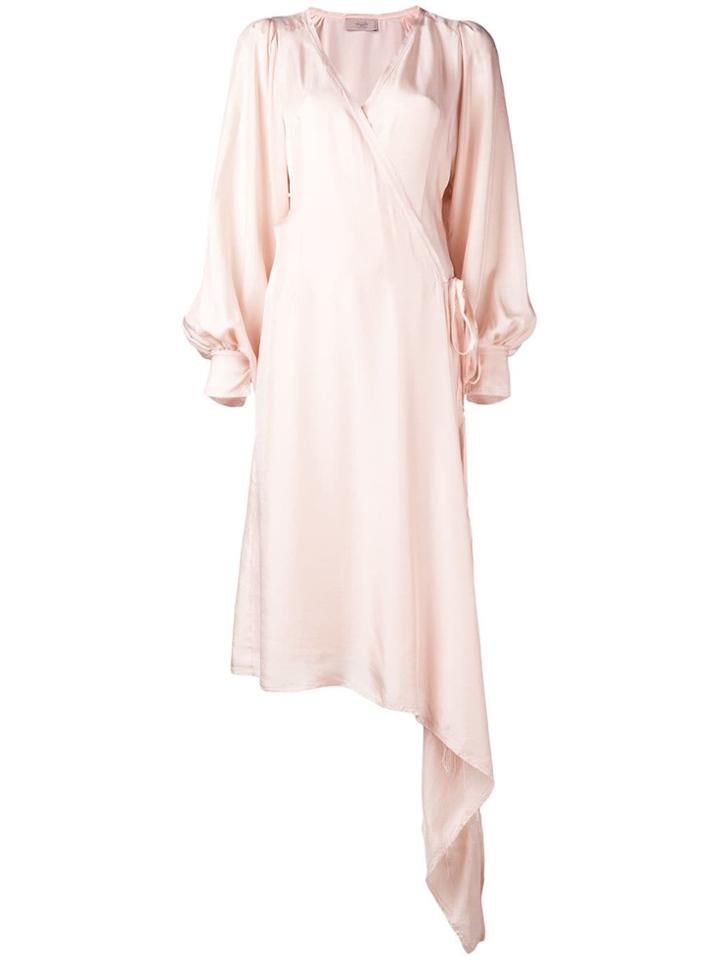 Maison Flaneur Wrap Style Midi Dress - Pink