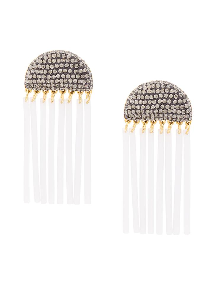 Lele Sadoughi Fringed Semi-circle Earrings - Metallic