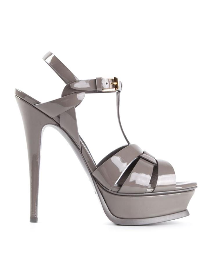 Saint Laurent Tribute Sandals, Women's, Size: 35, Grey, Calf Leather/leather