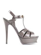 Saint Laurent Tribute Sandals, Women's, Size: 35, Grey, Calf Leather/leather