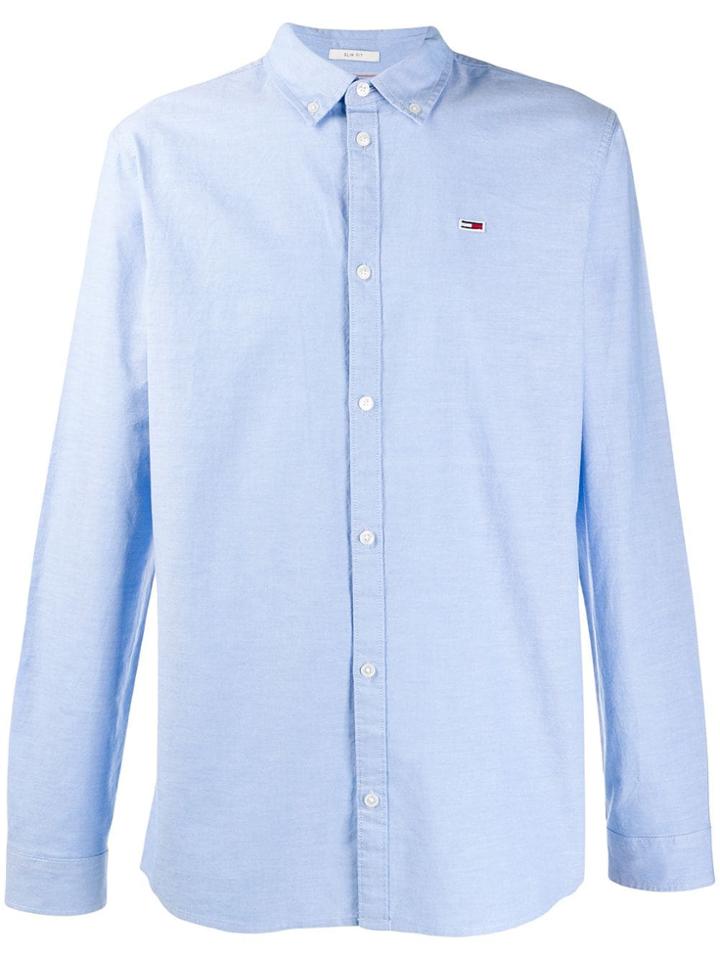 Tommy Jeans Logo Embroidered Shirt - Blue