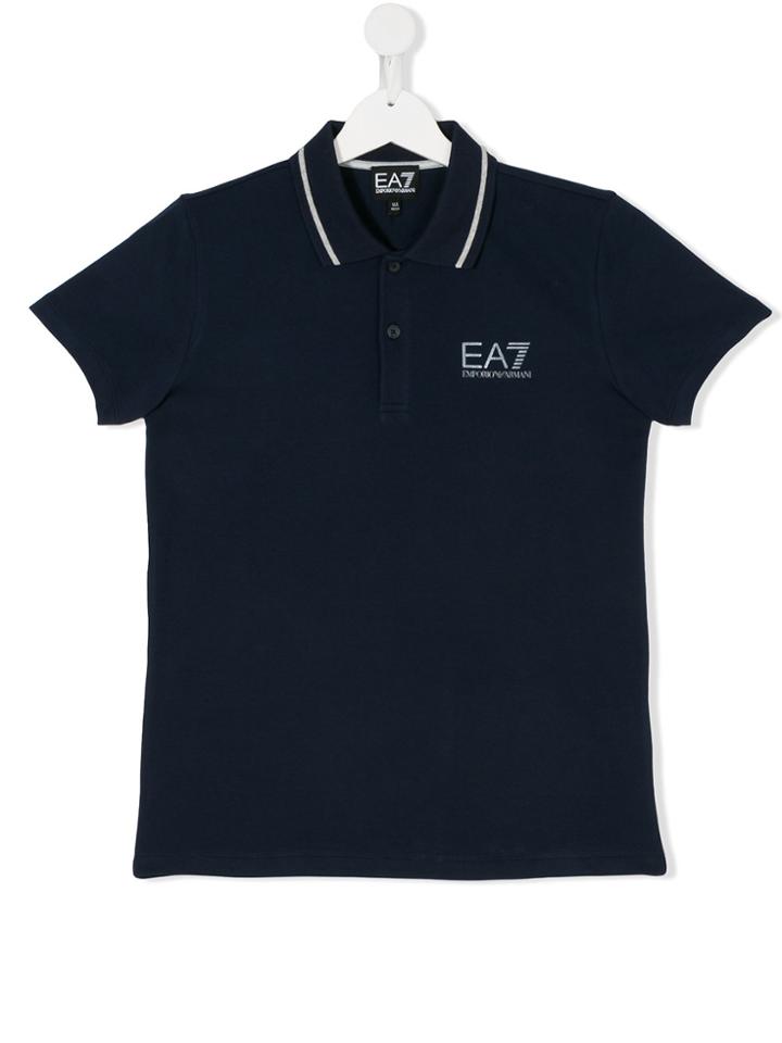 Ea7 Kids Embroidered Logo Polo Shirt - Blue