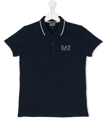 Ea7 Kids Embroidered Logo Polo Shirt - Blue