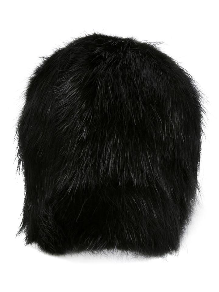 Super Duper Hats Back Cut-out Hat, Women's, Black, Polyamide/calf Leather/coypu Fur