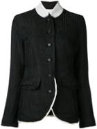 Aleksandr Manamïs - Contrast Collar Blazer - Women - Cotton/linen/flax - 2, Black, Cotton/linen/flax