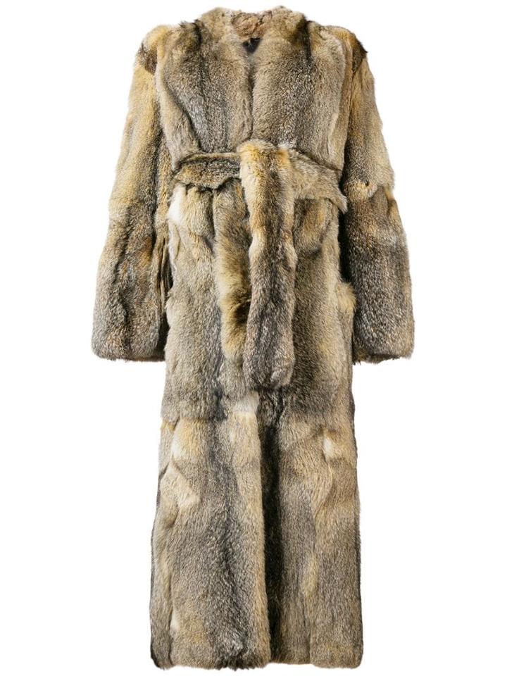 Liska Arimova Belted Fur Coat - Neutrals