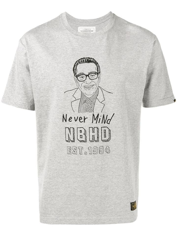 Neighborhood Never Mind Printed T-shirt, Men's, Size: Xl, Grey, Cotton